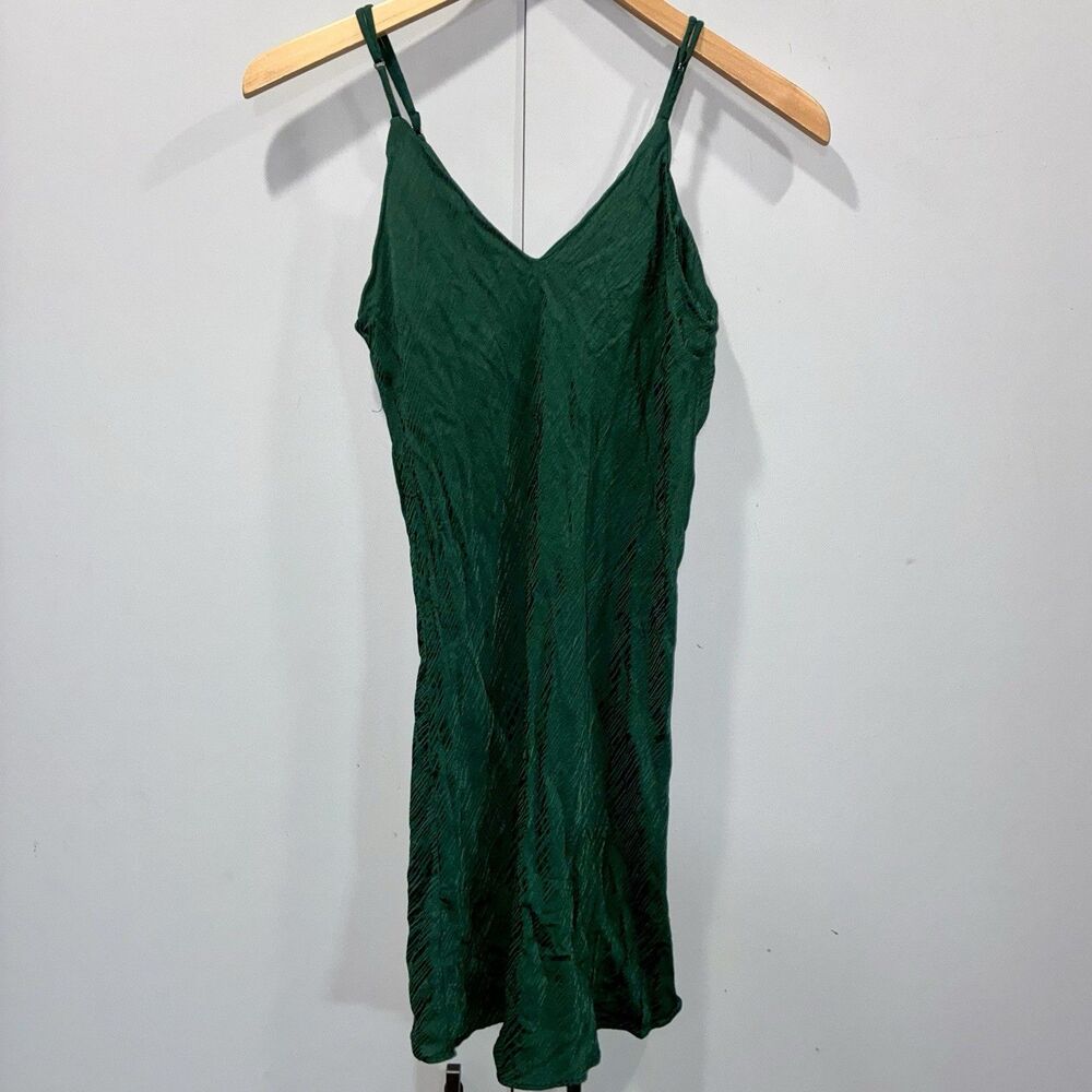 Bond 73 Silk Blend Emerald Green Ruched Tie Bust Slip Dress Y2K Fairy Grunge M - Picture 7 of 12